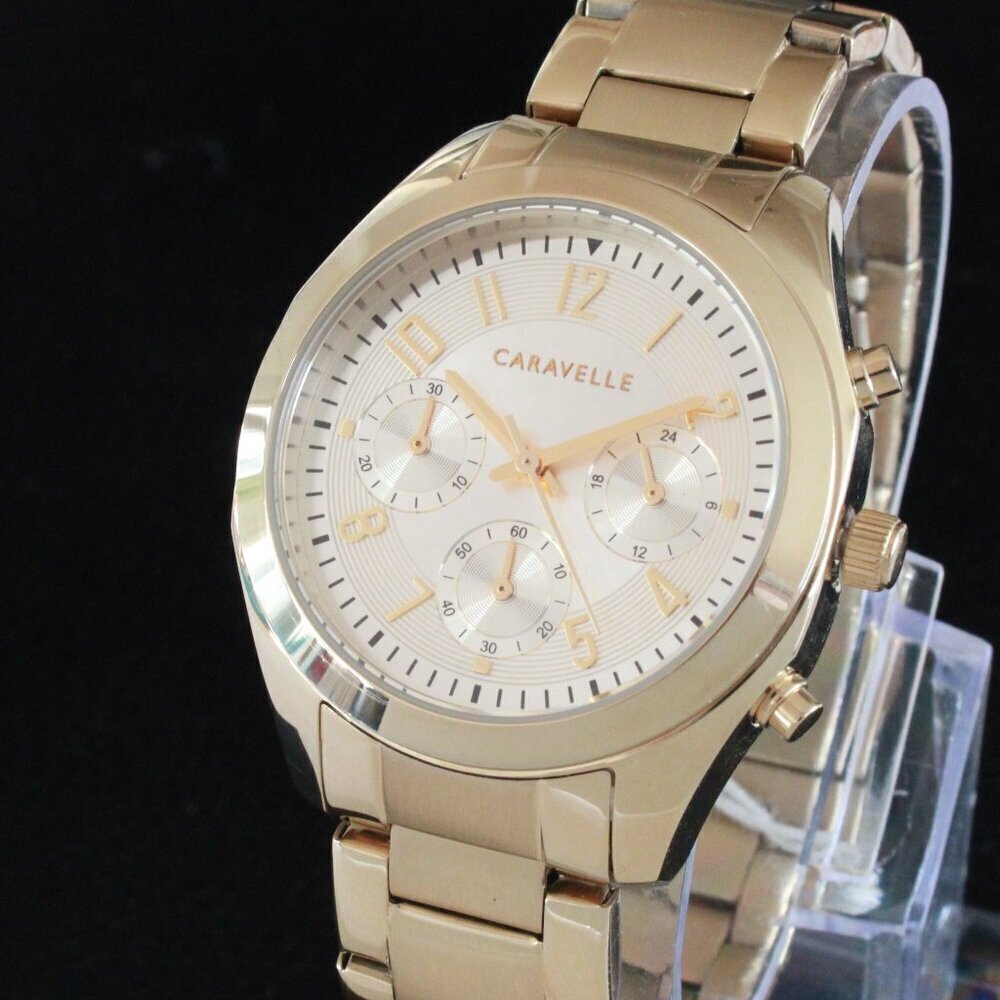 Caravelle Ladies Chronograph By Bulova Champagne Dial 36mm - Picture 7 of 12